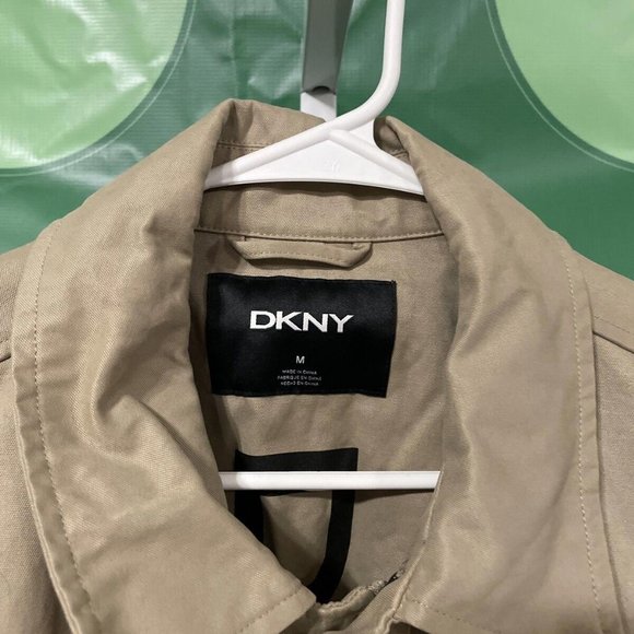 DKNY Women's mid-thigh/knee length button front TRENCH COAT in TAUPE sz MED-GUC - Picture 6 of 10